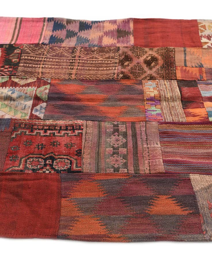 Detail image of  4' x 6'  Hand Woven Kilim Patchwork Wool Rug