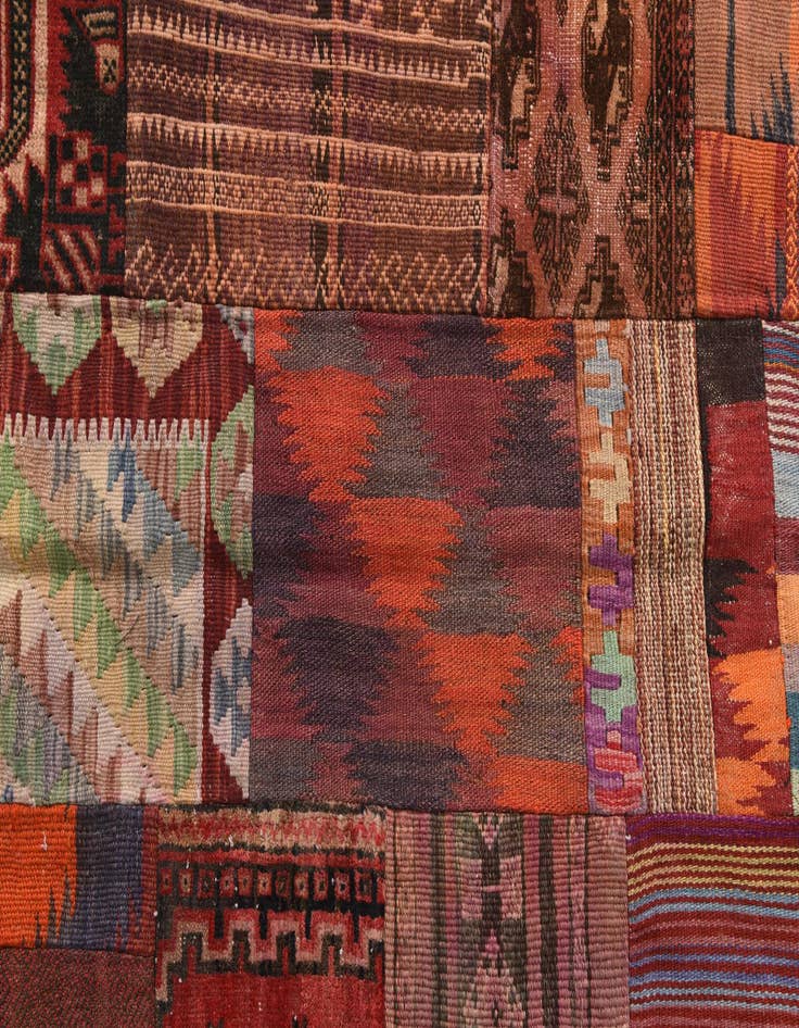 Detail image of  4' x 6'  Hand Woven Kilim Patchwork Wool Rug