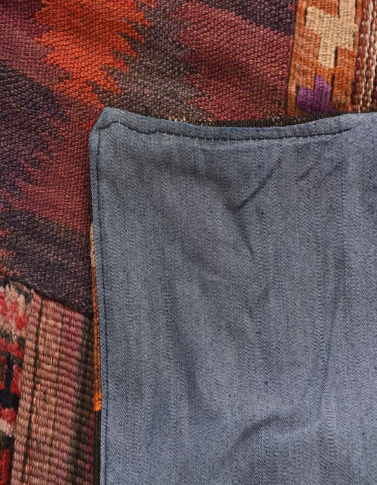 Detail image of  4' x 6'  Hand Woven Kilim Patchwork Wool Rug