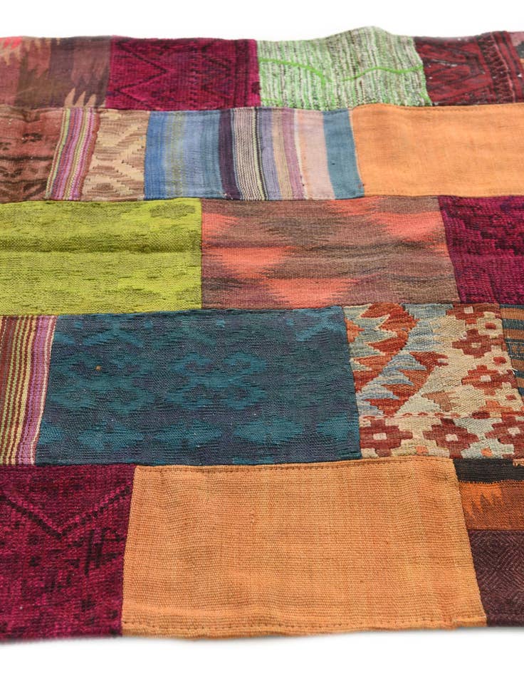 Detail image of  4' x 6'  Hand Woven Kilim Patchwork Wool Rug