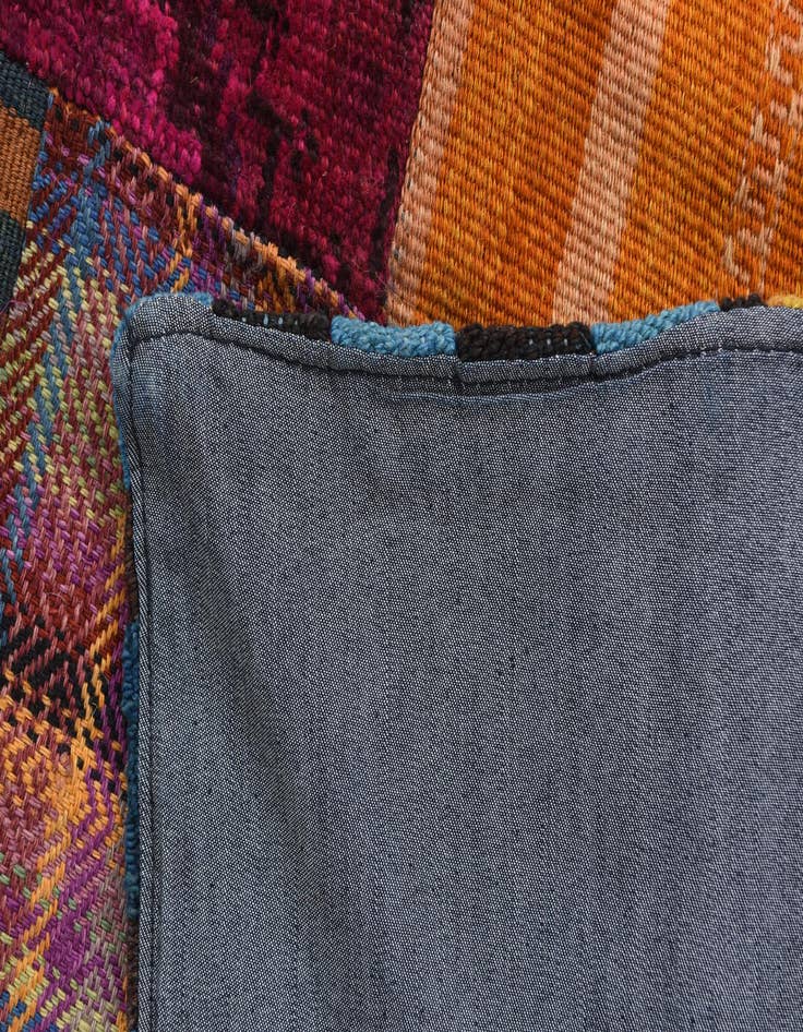 Detail image of  4' x 6'  Hand Woven Kilim Patchwork Wool Rug