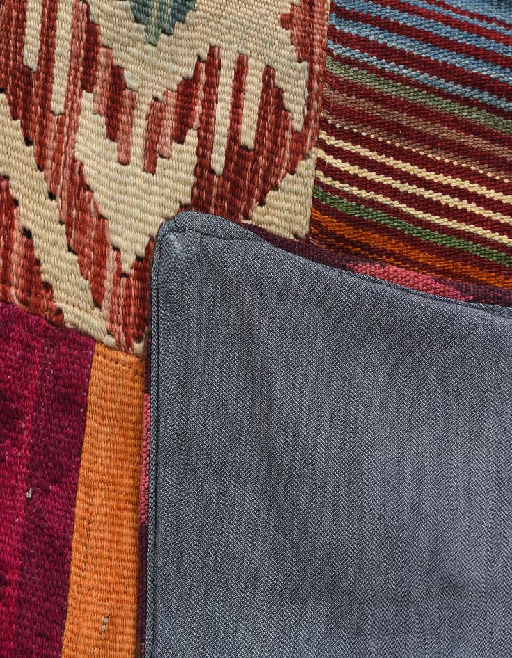 Detail image of  5' 6 x 7' 10  Hand Woven Kilim Patchwork Wool Rug