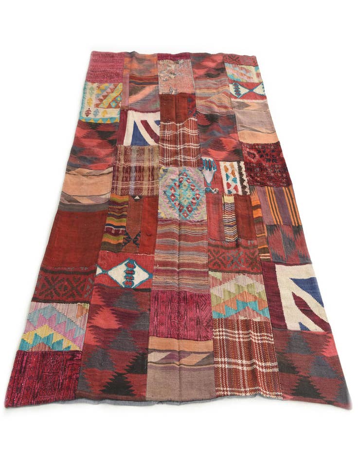 Detail image of  5' x 6' 8  Hand Woven Kilim Patchwork Wool Rug