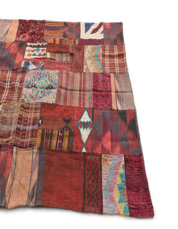 Detail image of  5' x 6' 8  Hand Woven Kilim Patchwork Wool Rug