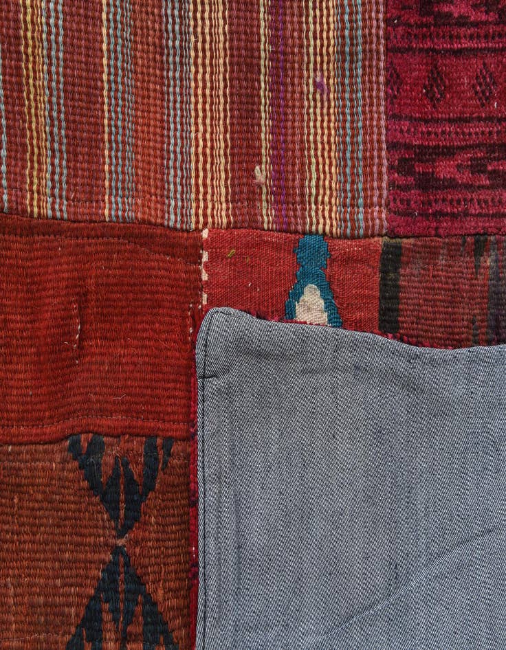 Detail image of  5' x 6' 8  Hand Woven Kilim Patchwork Wool Rug