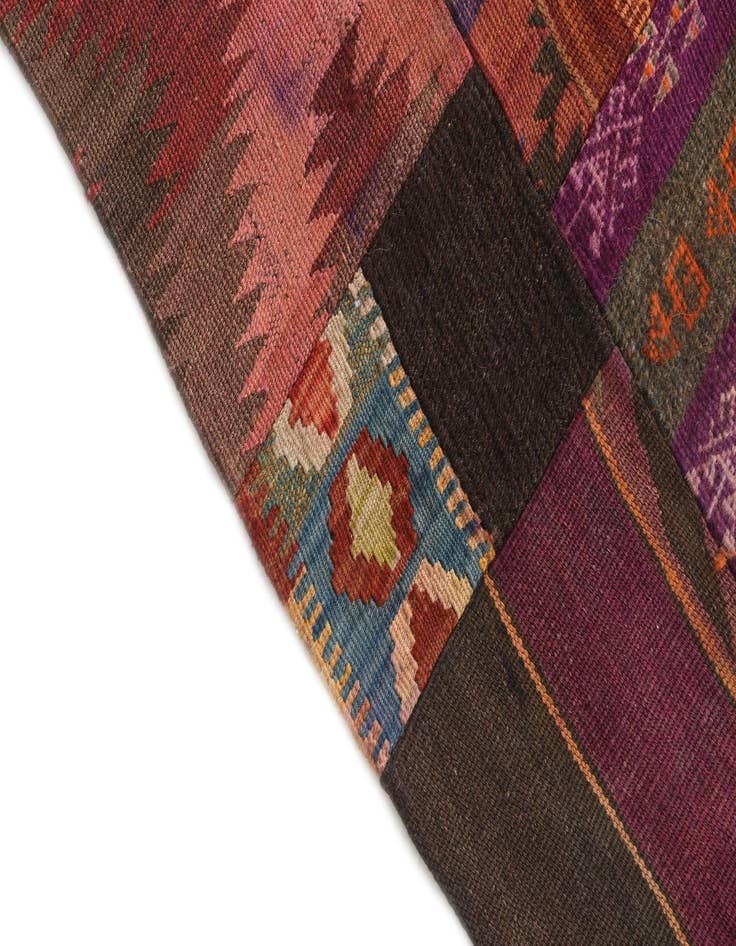Detail image of  4' 1 x 6'  Hand Woven Kilim Patchwork Wool Rug