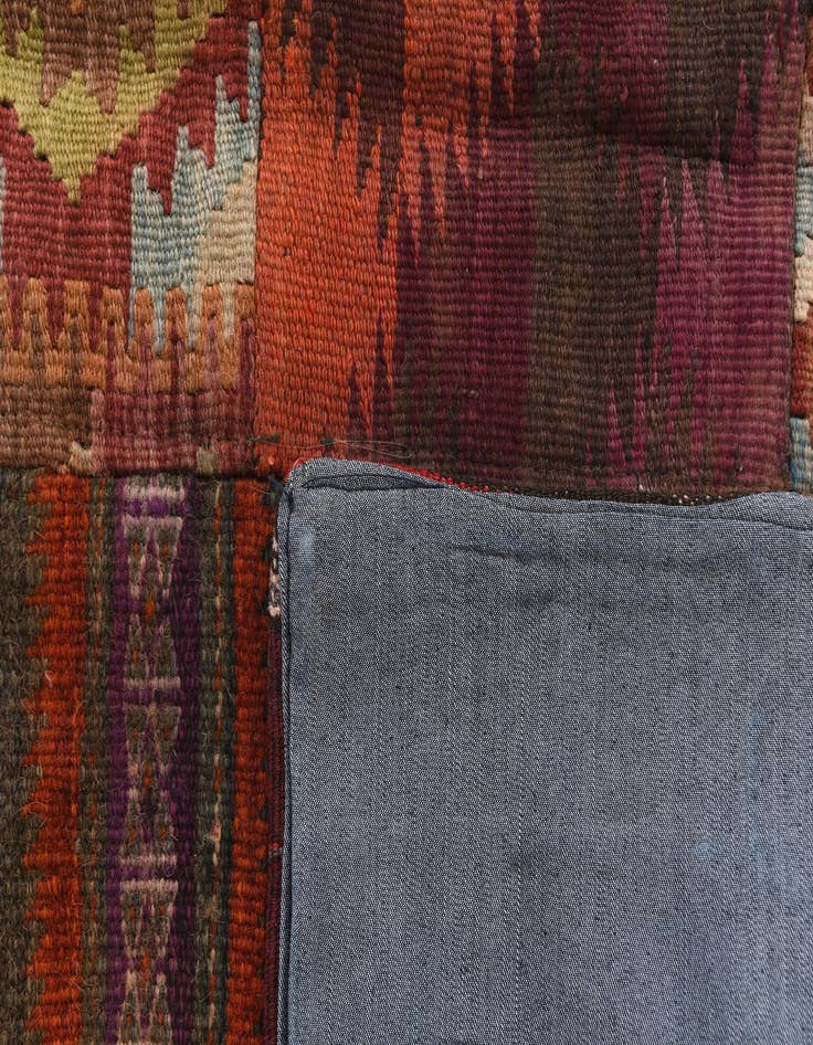 Detail image of  4' 1 x 6'  Hand Woven Kilim Patchwork Wool Rug