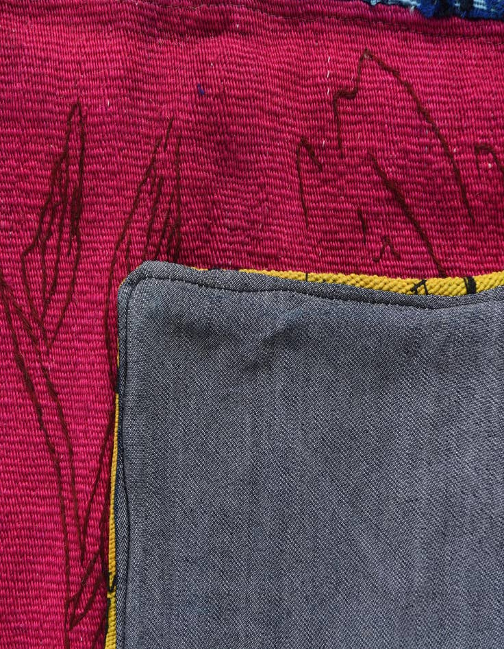 Detail image of  6' 8 x 10'  Hand Woven Kilim Patchwork Wool Rug