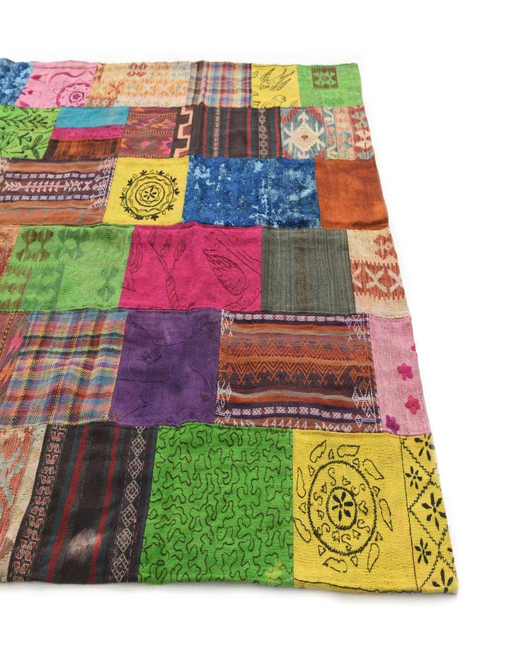 Detail image of  6' 8 x 10'  Hand Woven Kilim Patchwork Wool Rug