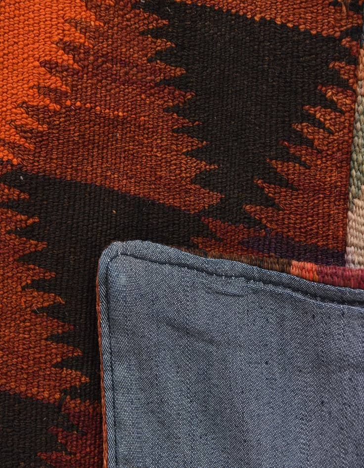 Detail image of  4' 1 x 6'  Hand Woven Kilim Patchwork Wool Rug