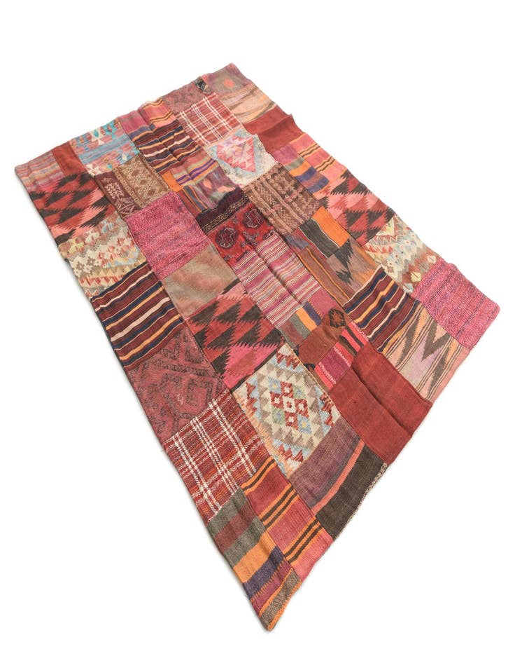 Detail image of  5' x 6' 8  Hand Woven Kilim Patchwork Wool Rug