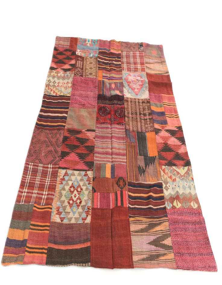 Detail image of  5' x 6' 8  Hand Woven Kilim Patchwork Wool Rug