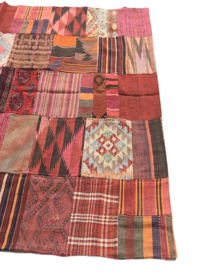 Detail image of  5' x 6' 8  Hand Woven Kilim Patchwork Wool Rug