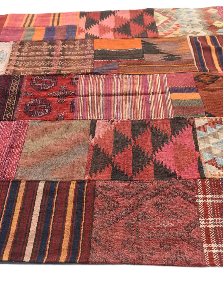 Detail image of  5' x 6' 8  Hand Woven Kilim Patchwork Wool Rug