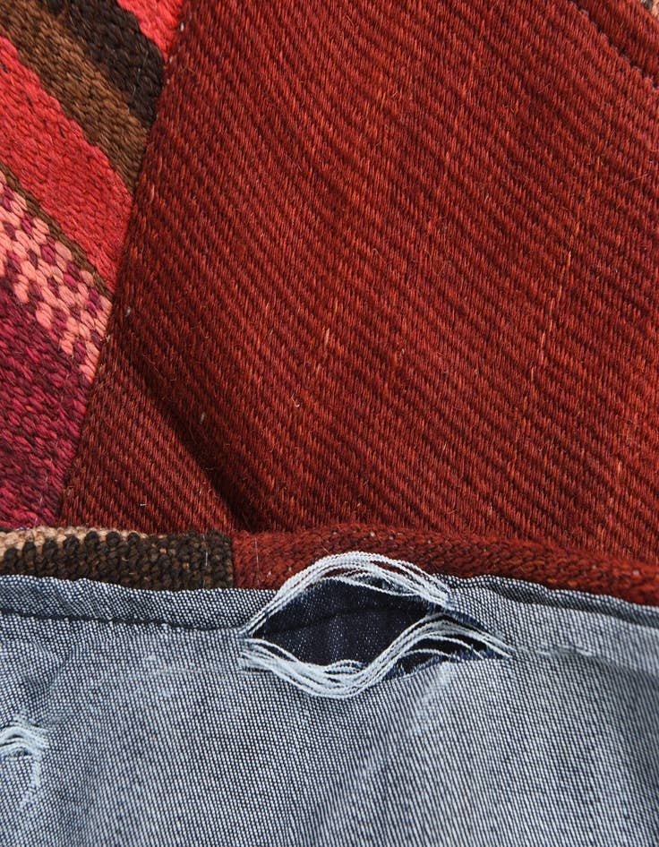 Detail image of  5' x 6' 8  Hand Woven Kilim Patchwork Wool Rug