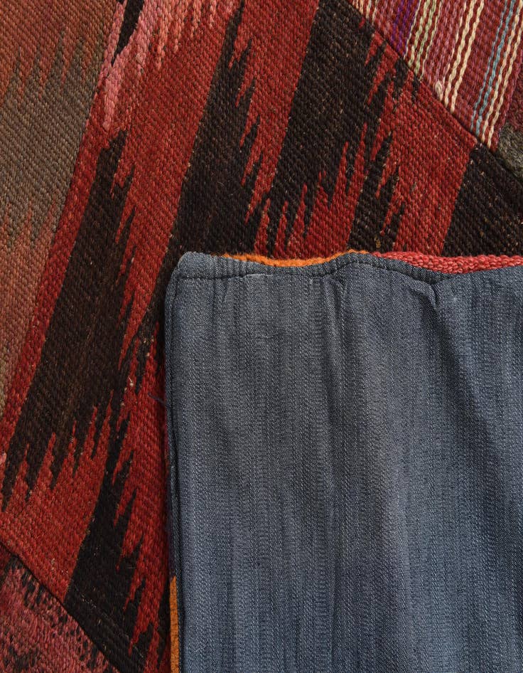 Detail image of  5' x 6' 8  Hand Woven Kilim Patchwork Wool Rug