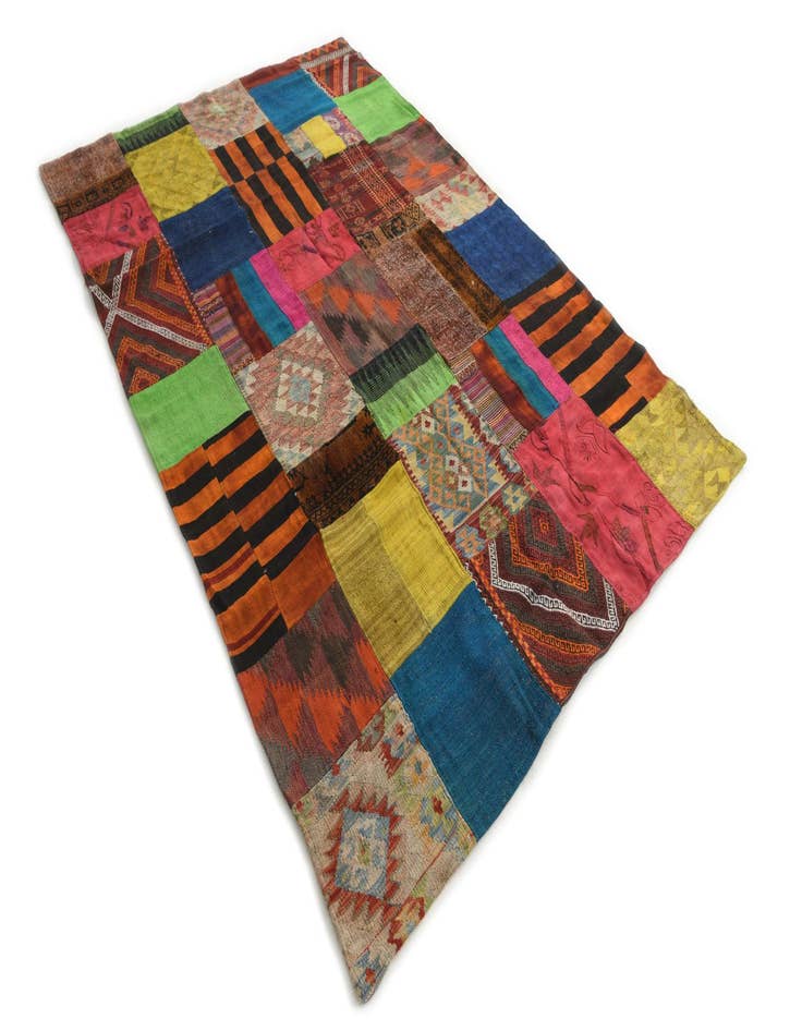 Detail image of  5' 7 x 8' 5  Hand Woven Kilim Patchwork Wool Rug