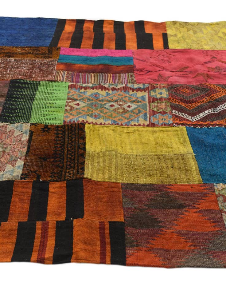 Detail image of  5' 7 x 8' 5  Hand Woven Kilim Patchwork Wool Rug