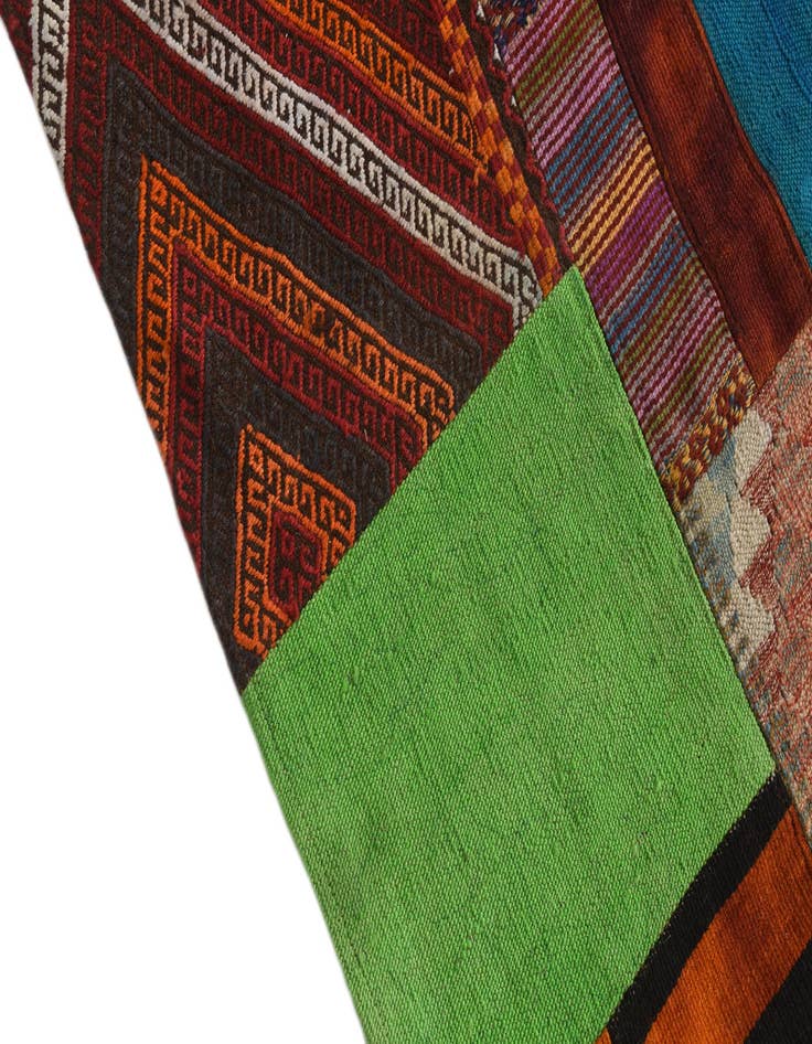 Detail image of  5' 7 x 8' 5  Hand Woven Kilim Patchwork Wool Rug