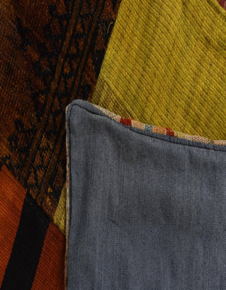 Detail image of  5' 7 x 8' 5  Hand Woven Kilim Patchwork Wool Rug