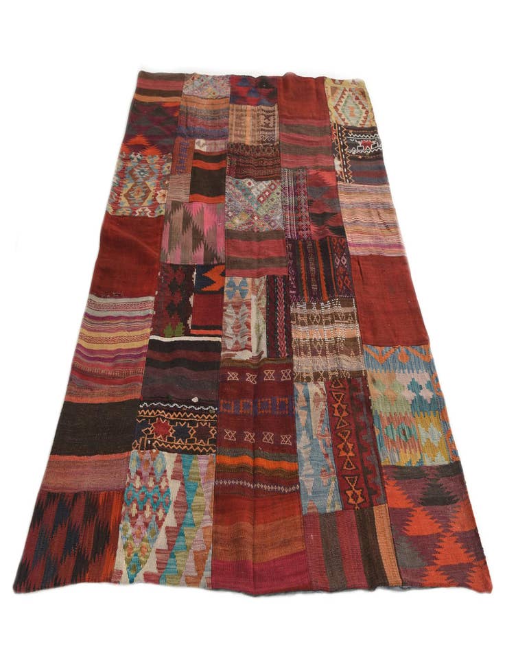 Detail image of  5' 1 x 6' 8  Hand Woven Kilim Patchwork Wool Rug