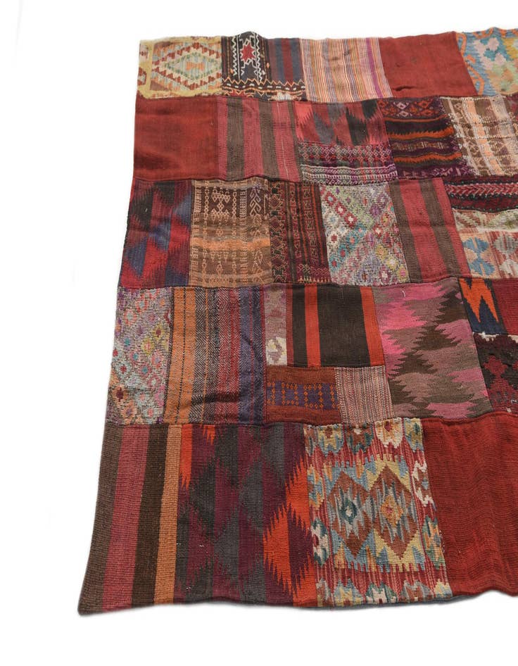 Detail image of  5' 1 x 6' 8  Hand Woven Kilim Patchwork Wool Rug