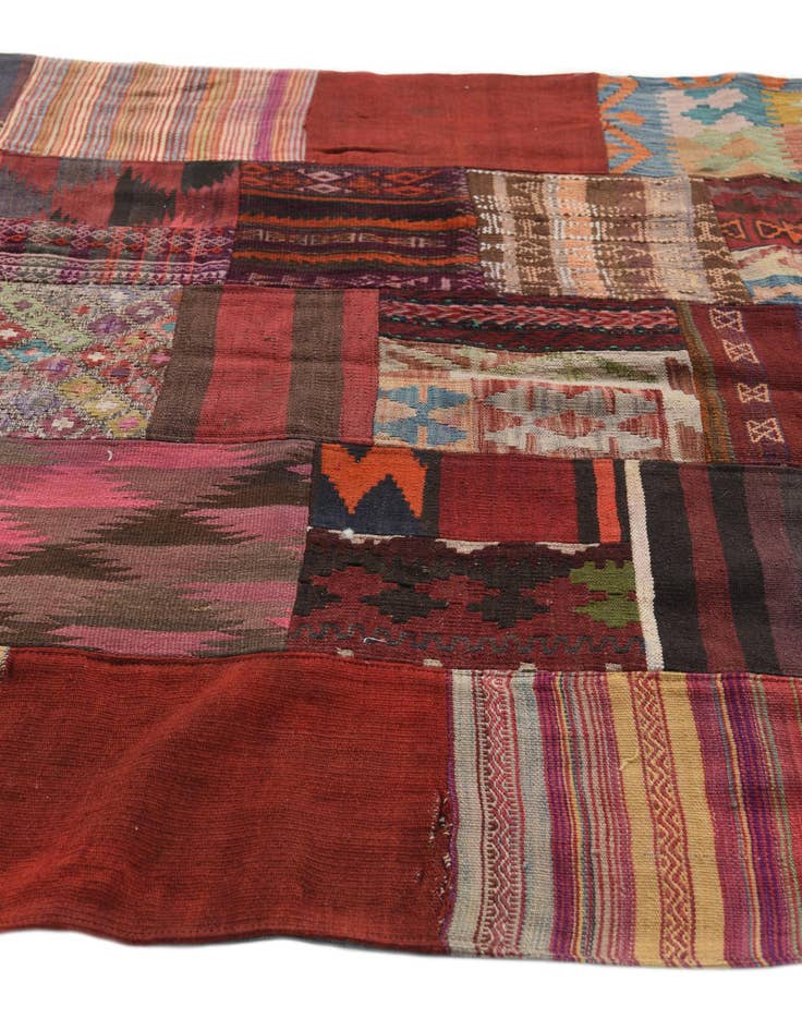 Detail image of  5' 1 x 6' 8  Hand Woven Kilim Patchwork Wool Rug