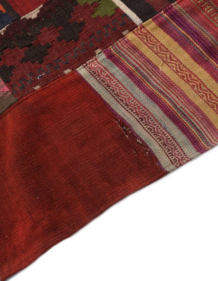 Detail image of  5' 1 x 6' 8  Hand Woven Kilim Patchwork Wool Rug