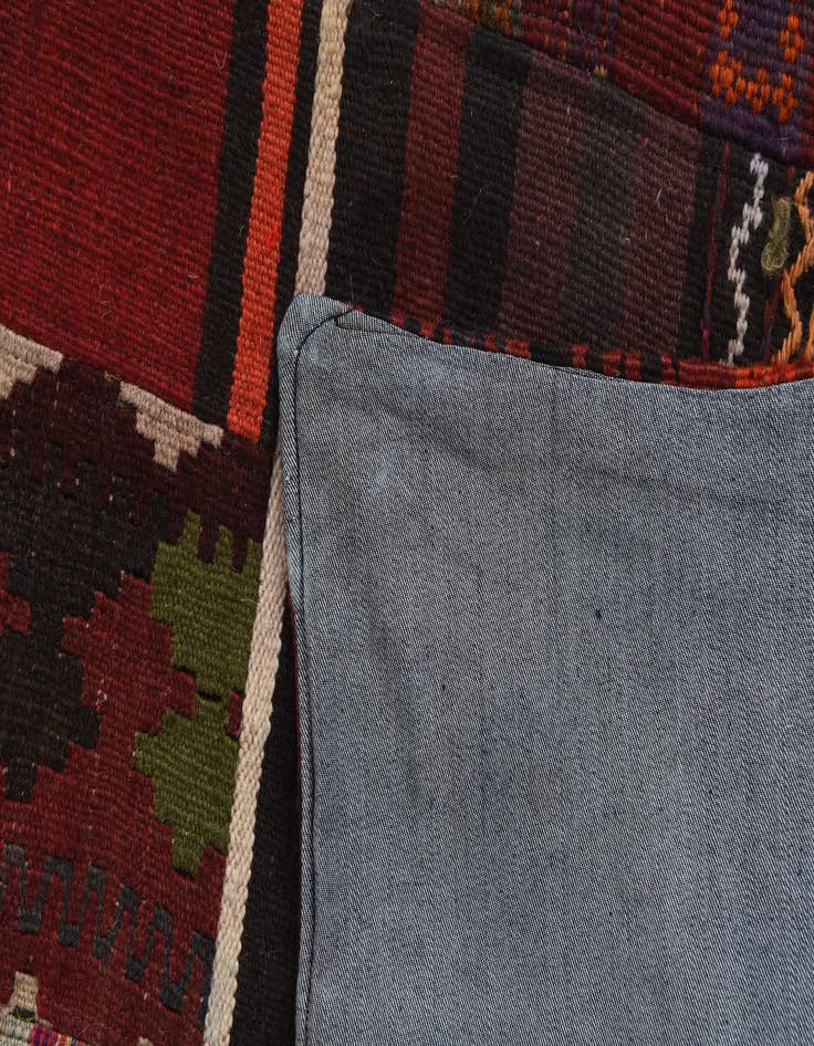 Detail image of  5' 1 x 6' 8  Hand Woven Kilim Patchwork Wool Rug