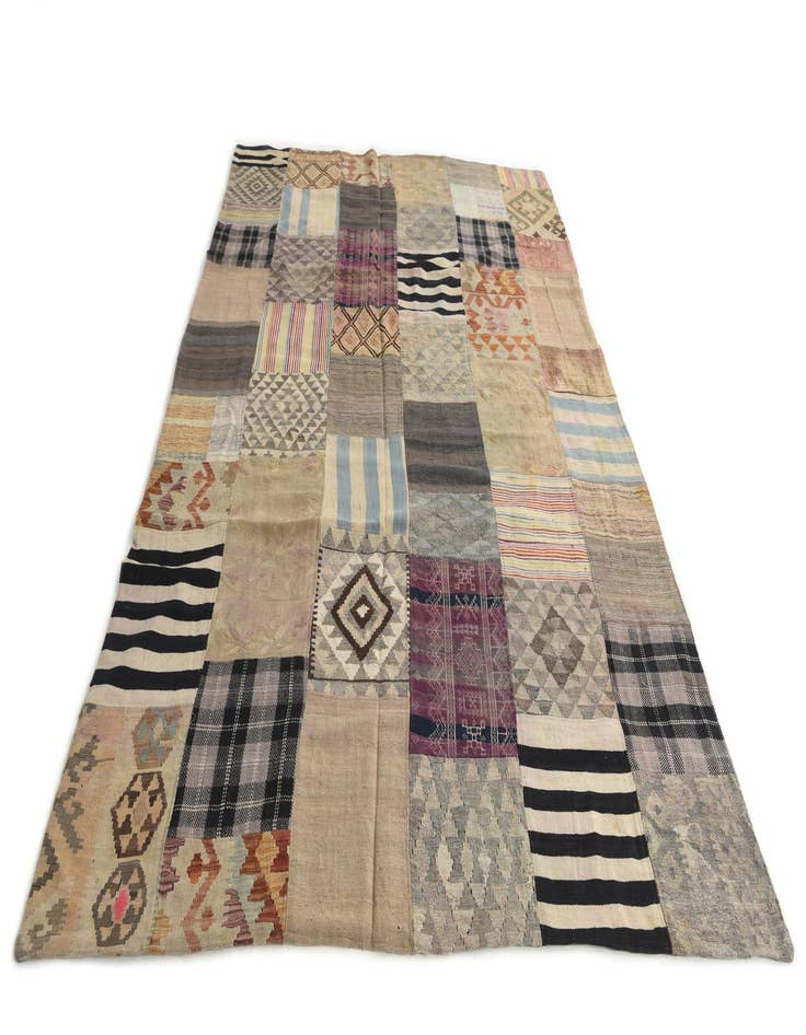 Detail image of  6' 7 x 10' 1  Hand Woven Kilim Patchwork Wool Rug