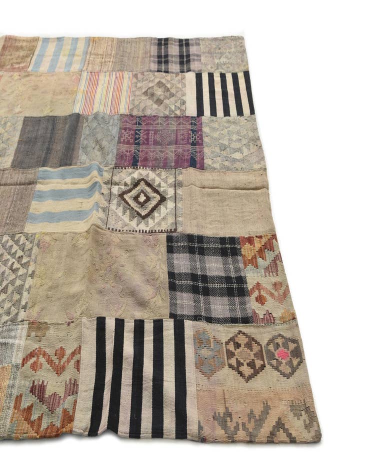 Detail image of  6' 7 x 10' 1  Hand Woven Kilim Patchwork Wool Rug