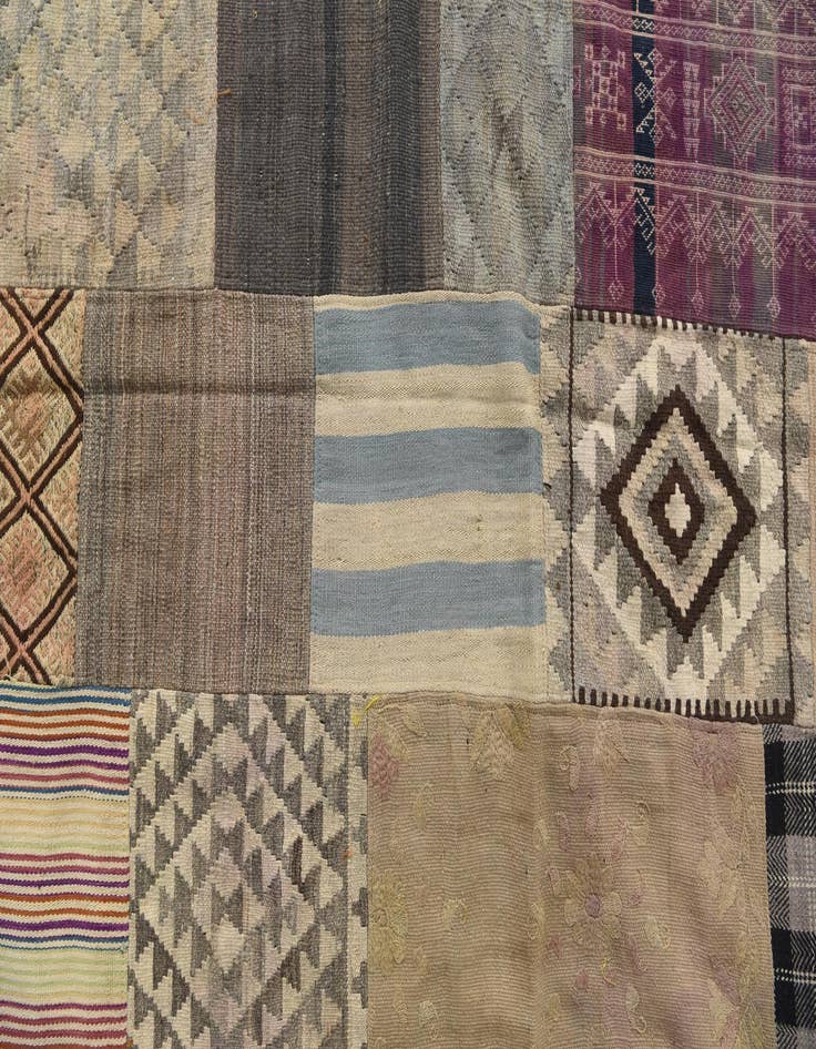 Detail image of  6' 7 x 10' 1  Hand Woven Kilim Patchwork Wool Rug