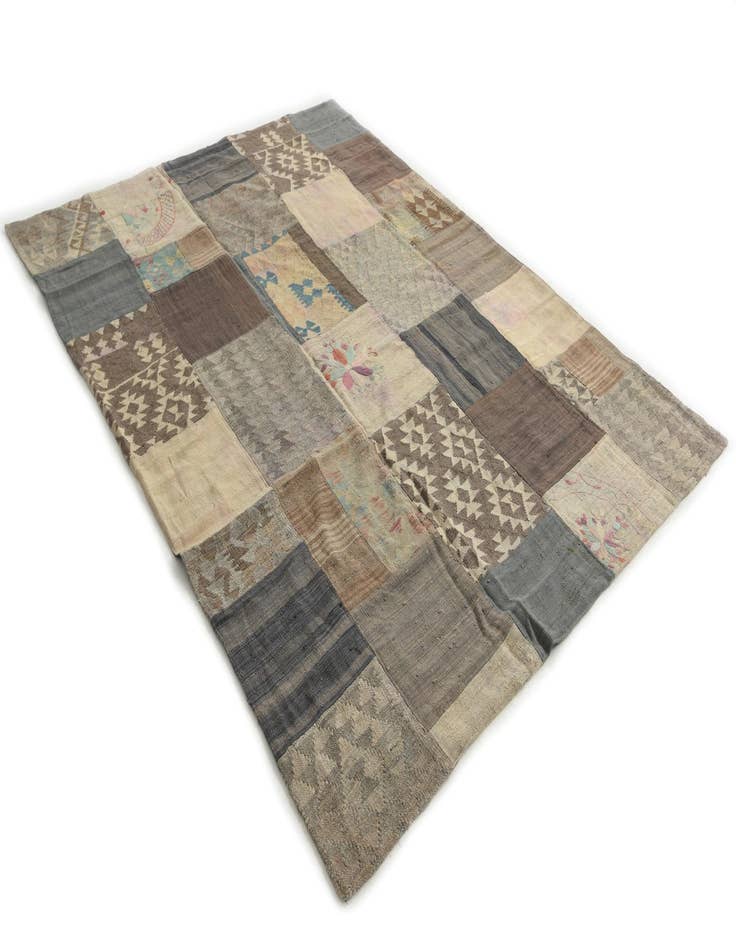 Detail image of  6' x 8' 3  Hand Woven Kilim Patchwork Wool Rug