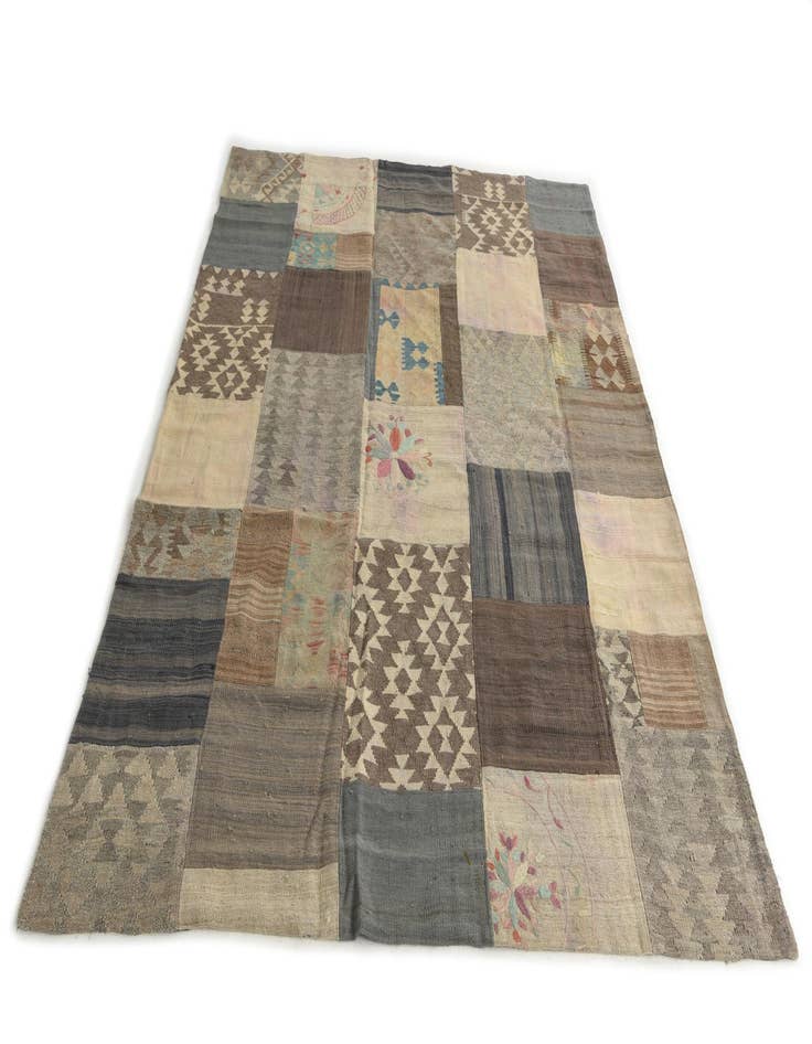 Detail image of  6' x 8' 3  Hand Woven Kilim Patchwork Wool Rug