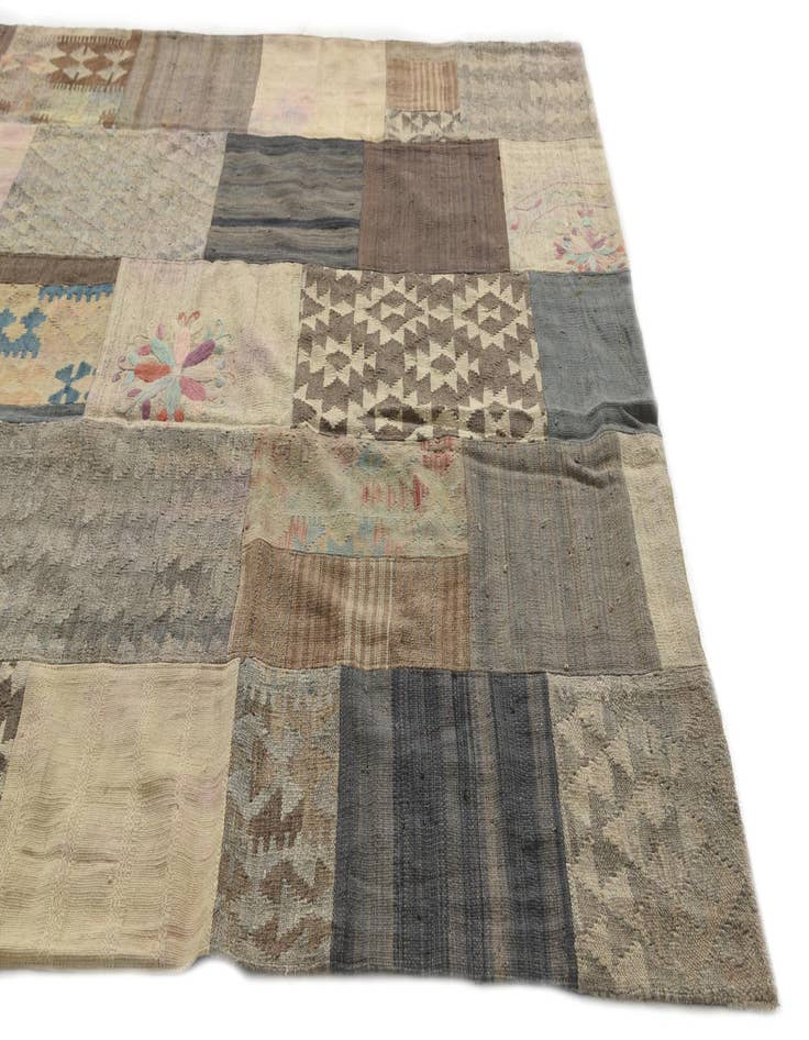 Detail image of  6' x 8' 3  Hand Woven Kilim Patchwork Wool Rug