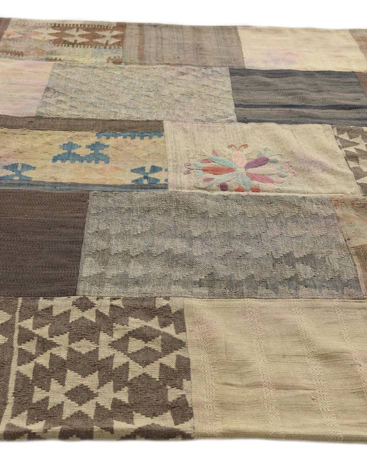 Detail image of  6' x 8' 3  Hand Woven Kilim Patchwork Wool Rug