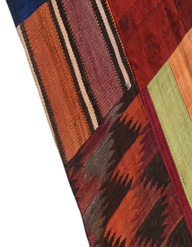 Detail image of  5' 4 x 7' 9  Hand Woven Kilim Patchwork Wool Rug