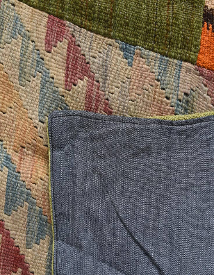 Detail image of  5' 4 x 7' 9  Hand Woven Kilim Patchwork Wool Rug