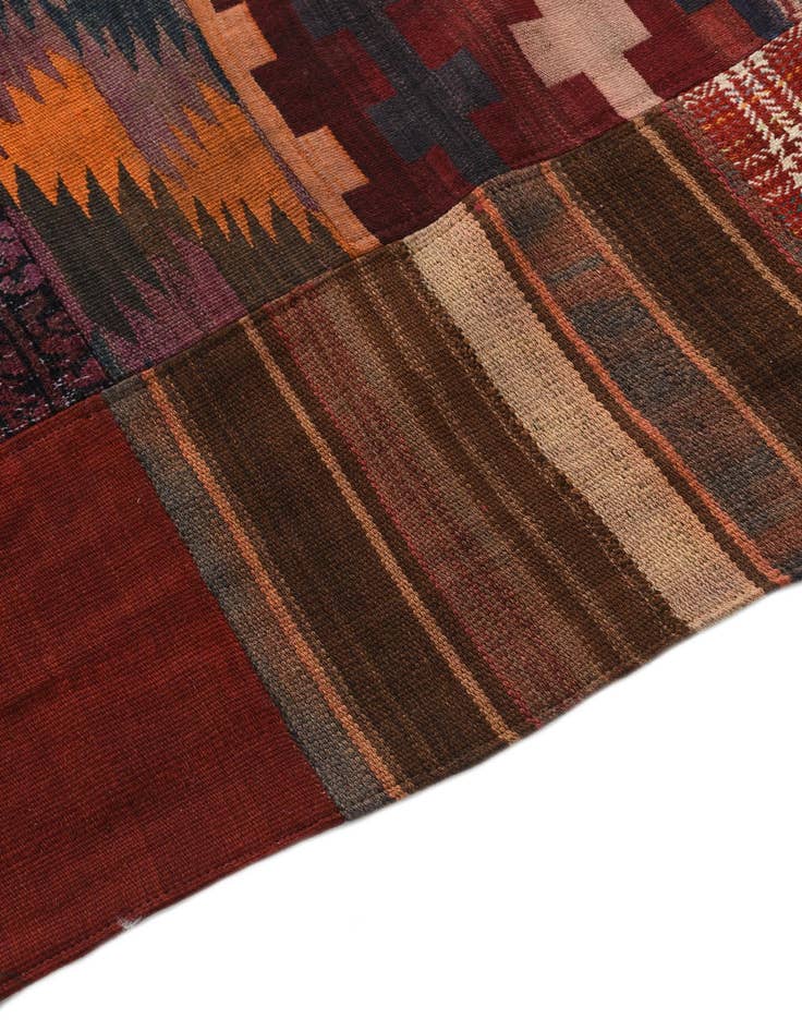 Detail image of  5' 6 x 8'  Hand Woven Kilim Patchwork Wool Rug