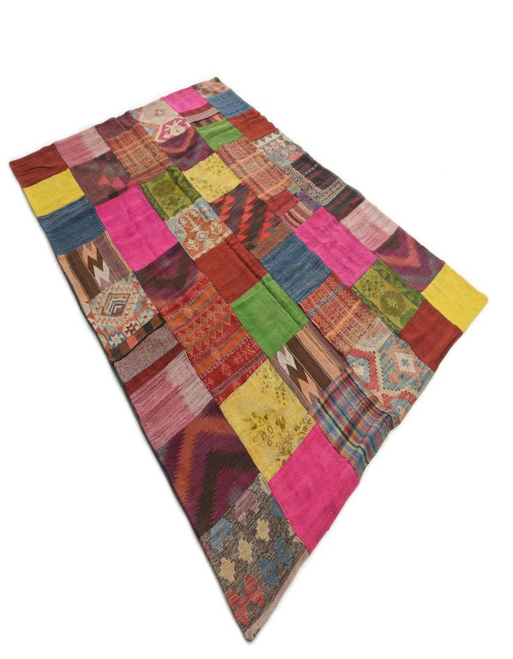 Detail image of  6' 8 x 9' 6  Hand Woven Kilim Patchwork Wool Rug