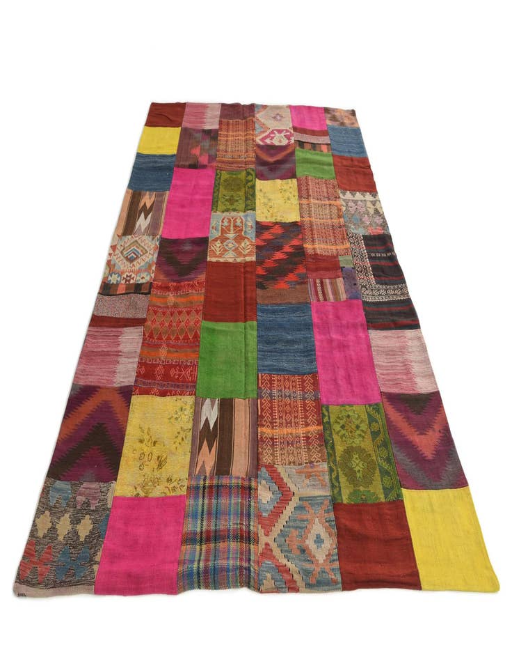 Detail image of  6' 8 x 9' 6  Hand Woven Kilim Patchwork Wool Rug