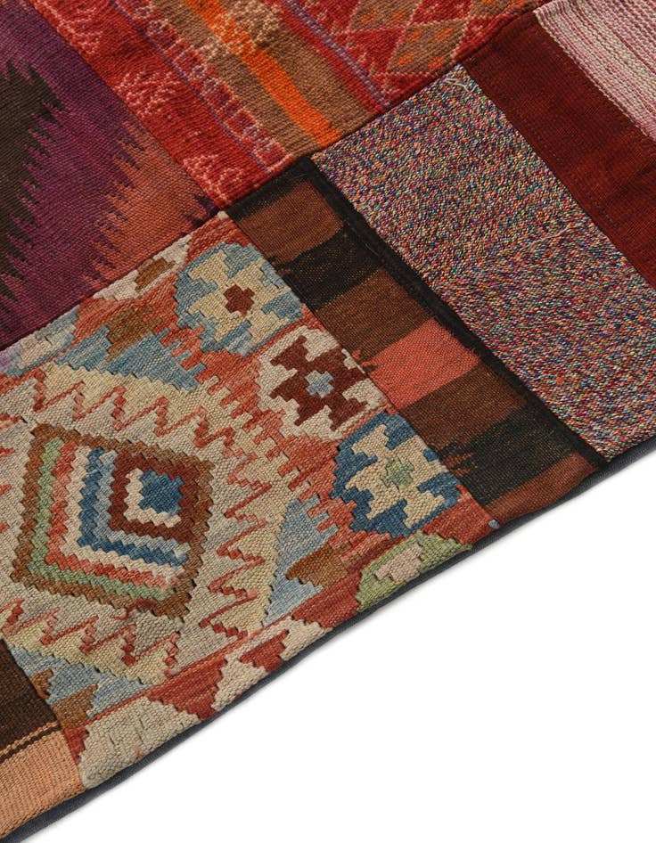 Detail image of  6' 8 x 9' 6  Hand Woven Kilim Patchwork Wool Rug