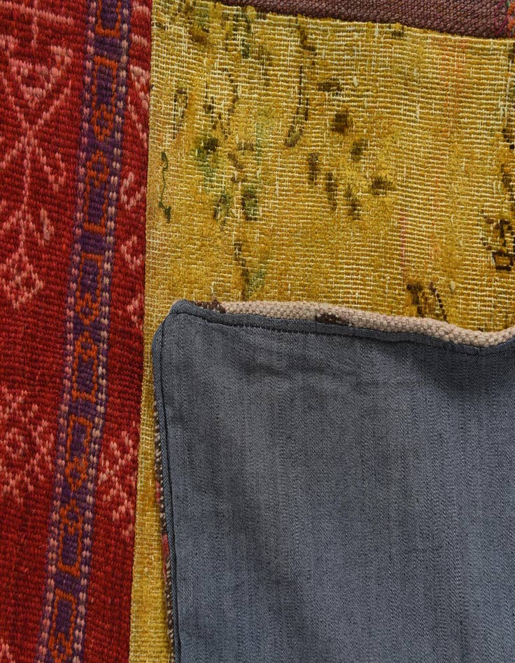 Detail image of  6' 8 x 9' 6  Hand Woven Kilim Patchwork Wool Rug