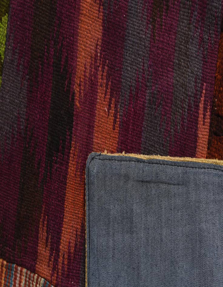 Detail image of  5' 8 x 8'  Hand Woven Kilim Patchwork Wool Rug