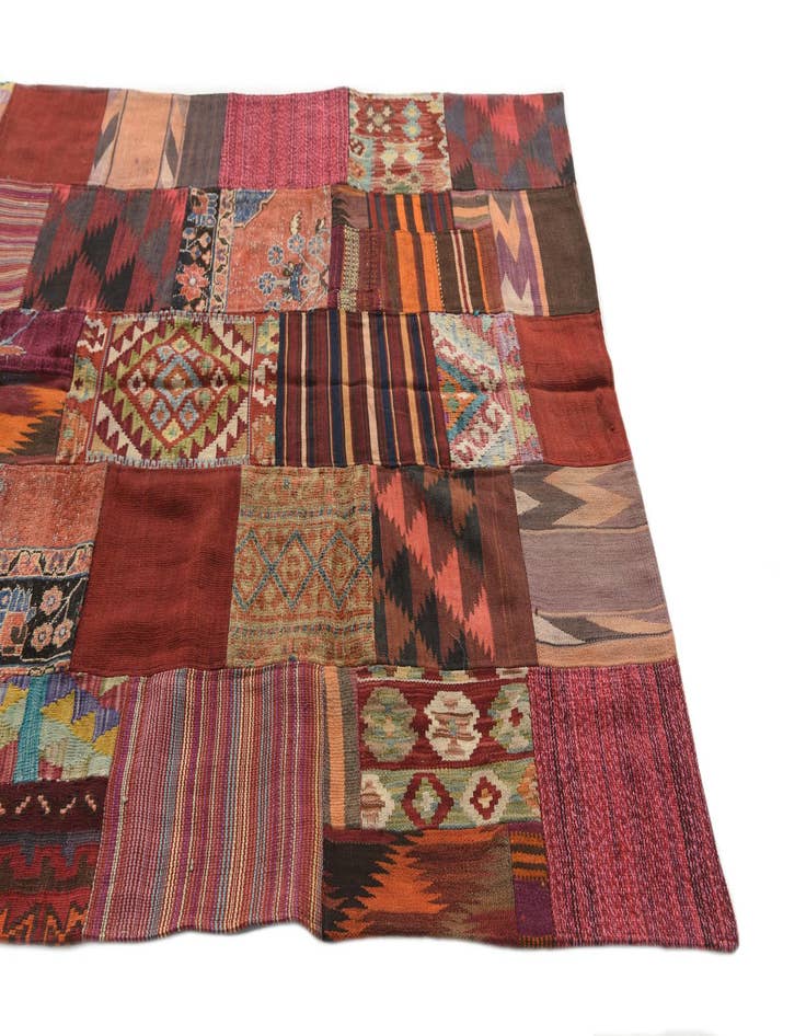 Detail image of  5' x 6' 6  Hand Woven Kilim Patchwork Wool Rug