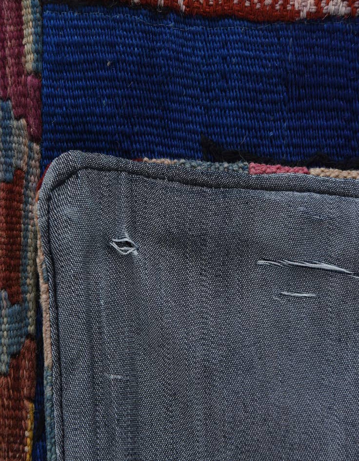 Detail image of  5' 7 x 7' 6  Hand Woven Kilim Patchwork Wool Rug