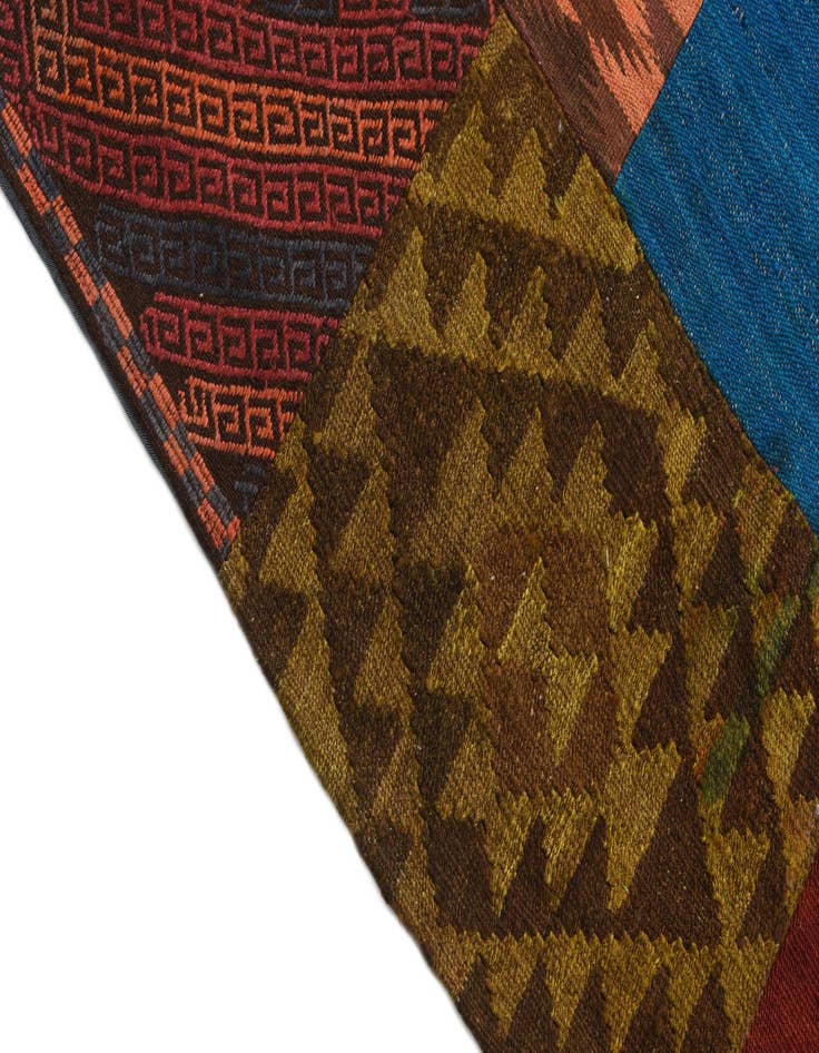 Detail image of  5' 7 x 7' 6  Hand Woven Kilim Patchwork Wool Rug