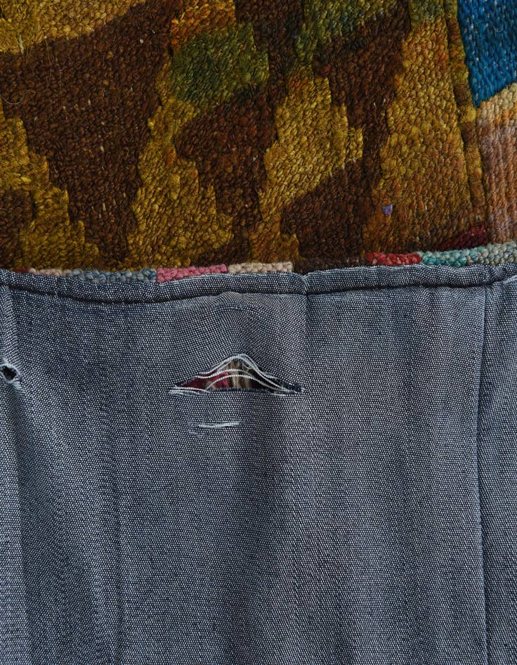 Detail image of  5' 7 x 7' 6  Hand Woven Kilim Patchwork Wool Rug