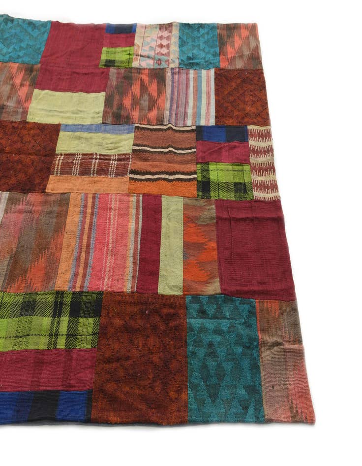 Detail image of  5' 7 x 8'  Hand Woven Kilim Patchwork Wool Rug