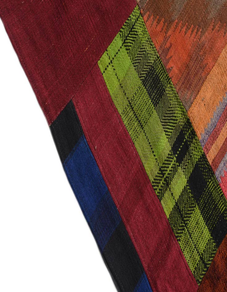 Detail image of  5' 7 x 8'  Hand Woven Kilim Patchwork Wool Rug